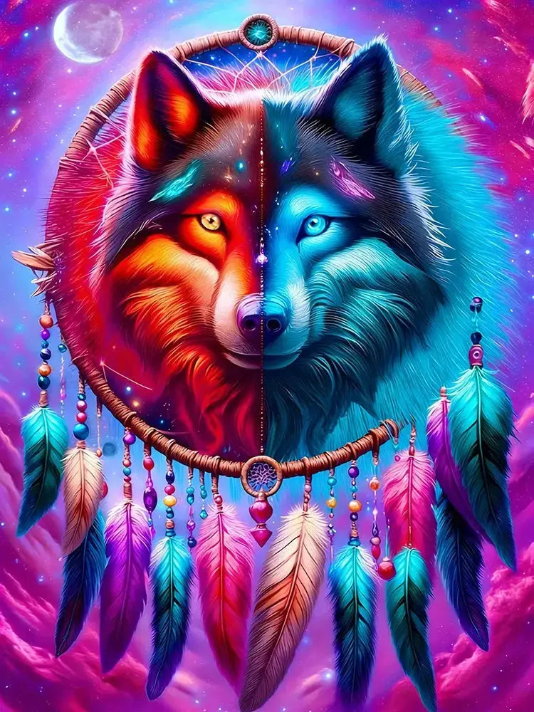 Diamond Painting Wolf Traumfänger