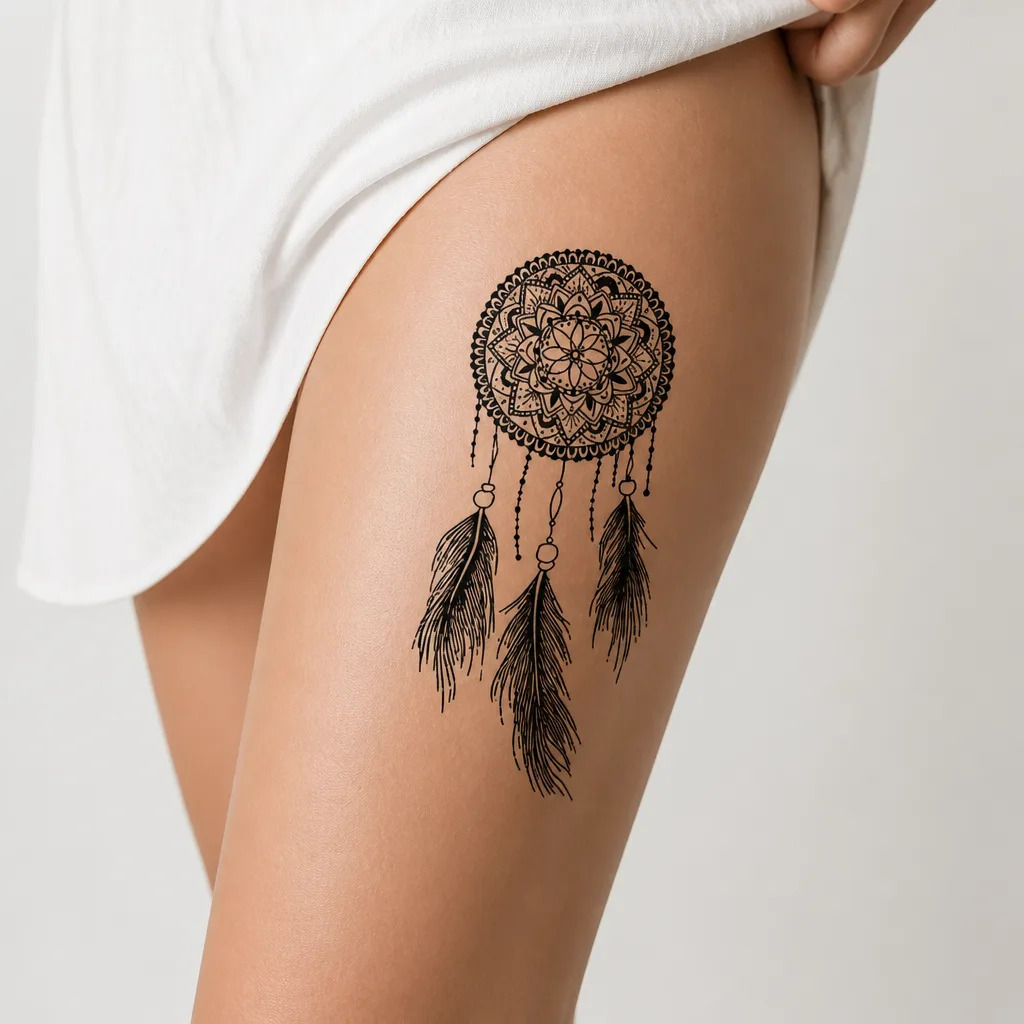 Traumfänger Oberschenkel Tattoo 1